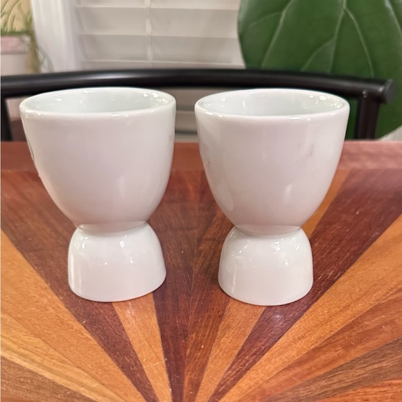 NOS Apilco set of egg cups (2) Double White France - Picture 2 of 5